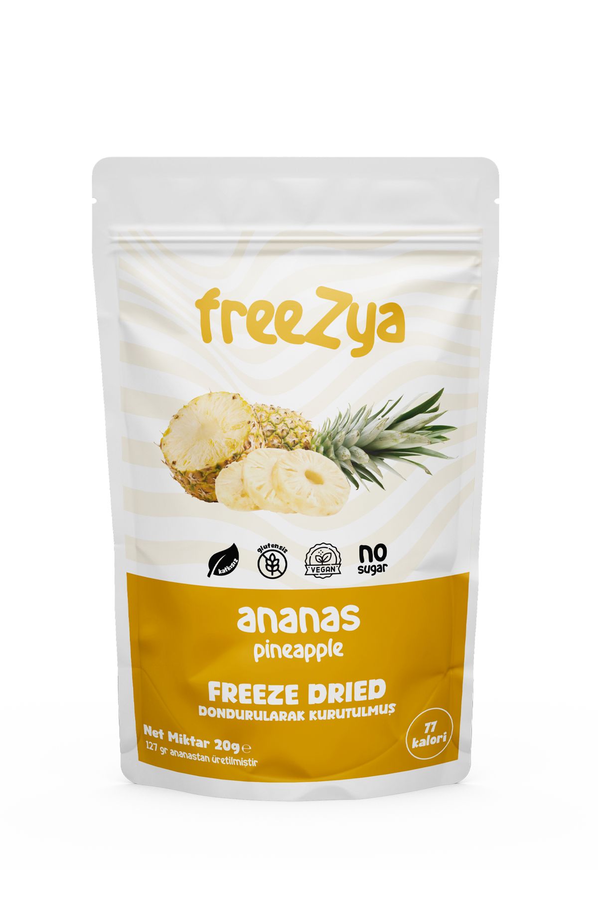 Dondurularak Kurutulmuş Ananas 20g | Kurutulmuş Meyve Freeze Dry | Freezya