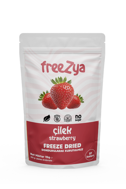 Dondurularak Kurutulmuş Çilek 15g | Kurutulmuş Meyve Freeze Dry | Freezya