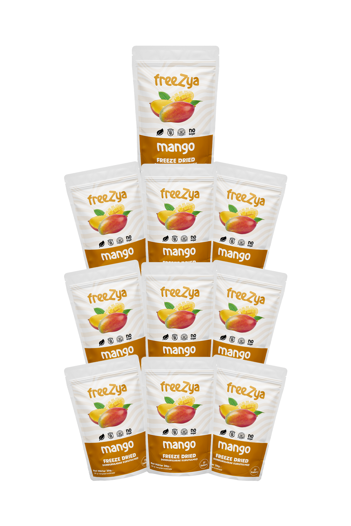 50'li Çoklu Paketler | Freeze Dry Kurutulmuş Mango| Toptan Fiyat | Freezya