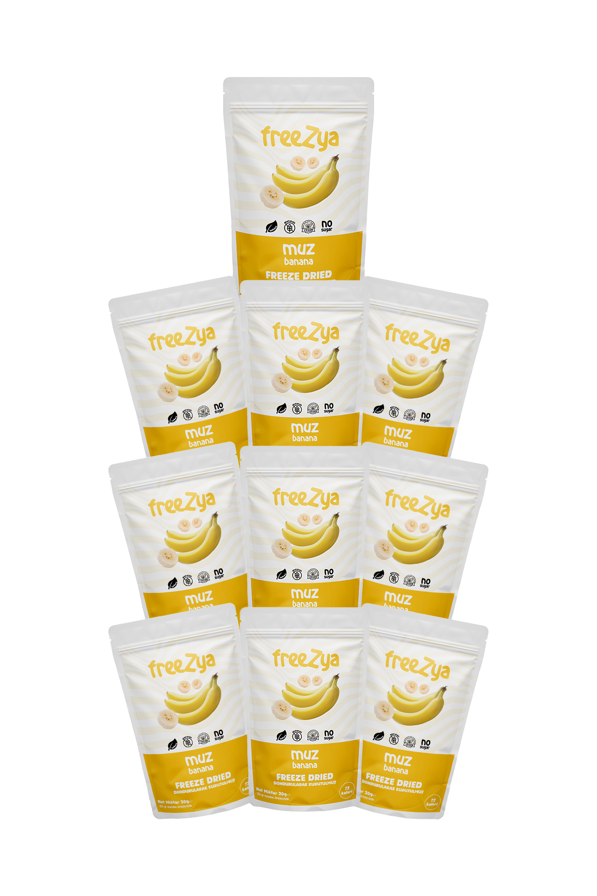 50'li Çoklu Paketler | Freeze Dry Kurutulmuş Muz| Toptan Fiyat | Freezya