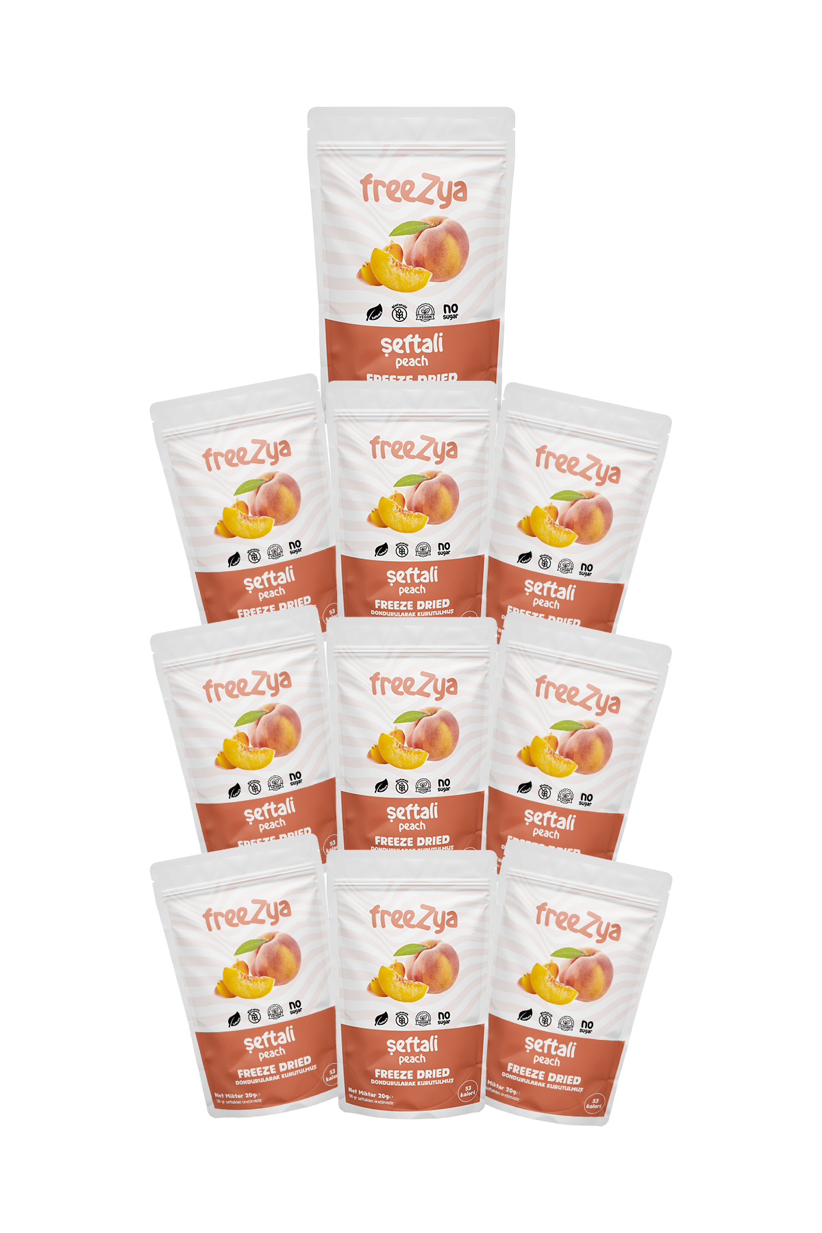 50'li Çoklu Paketler | Freeze Dry Kurutulmuş Şeftali | Toptan Fiyat | Freezya